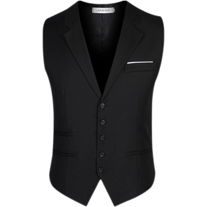 Terno colarinho masculino terno colete masculino na moda negócios lapela colete sem engomar fino terno profissional cavalo clipe