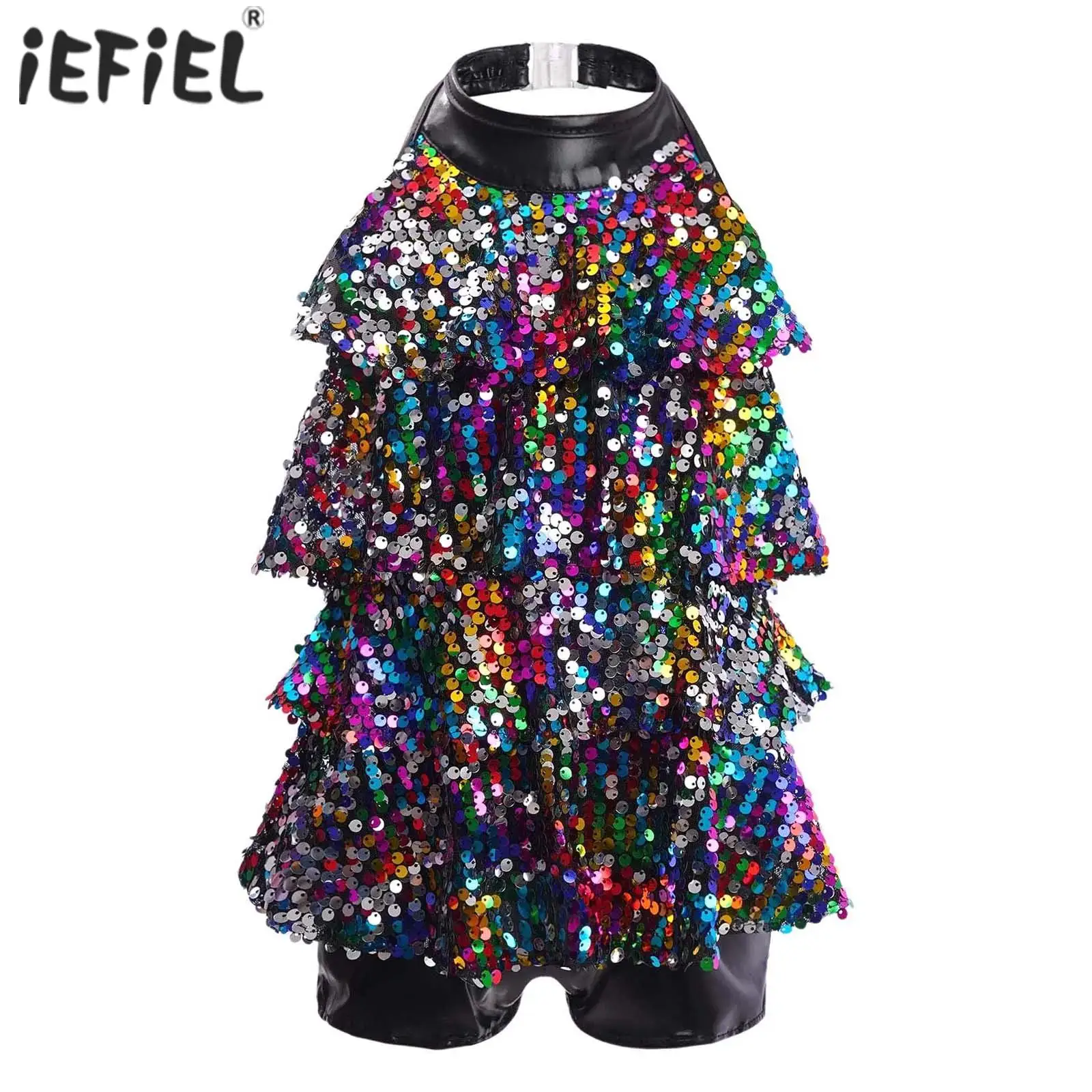 أطفال بنات لامعة الترتر الباليه توتو فستان الجمباز يوتار أداء الرقص زي للرقص الغنائي الجاز اللاتينية الحديثة #3