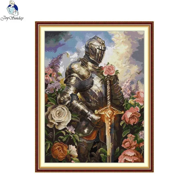 

Joy Sunday Cross Stitch Kit DIY DIY The Warrior Cross Embroidery Set 11CT 14CT Needlework Home Room Display Decoration Gifts