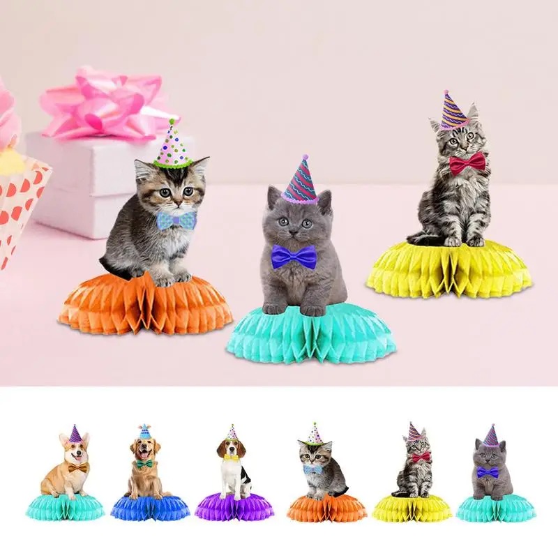 3Pcs Pet Dog And Cat Honey Comb Centerpieces Reusable Paper Table Toppers Decoration For Pet Theme Party Decoration Supplies