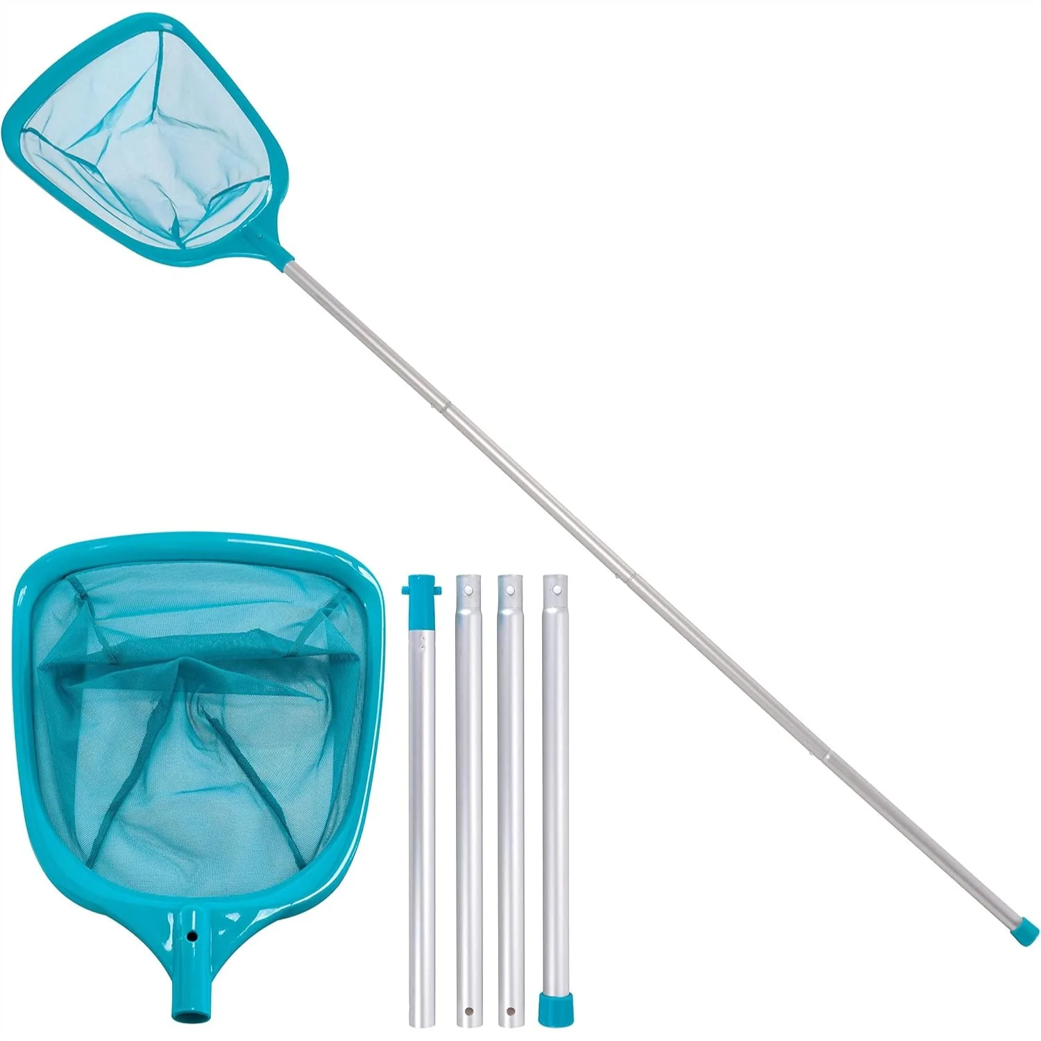 Swimming Pool Leaf Skimmer Net with 5-Foot Aluminum Pole, Ultra Fine Mesh for Fast Cleaning of Debris in Pools, Spas, Ponds
