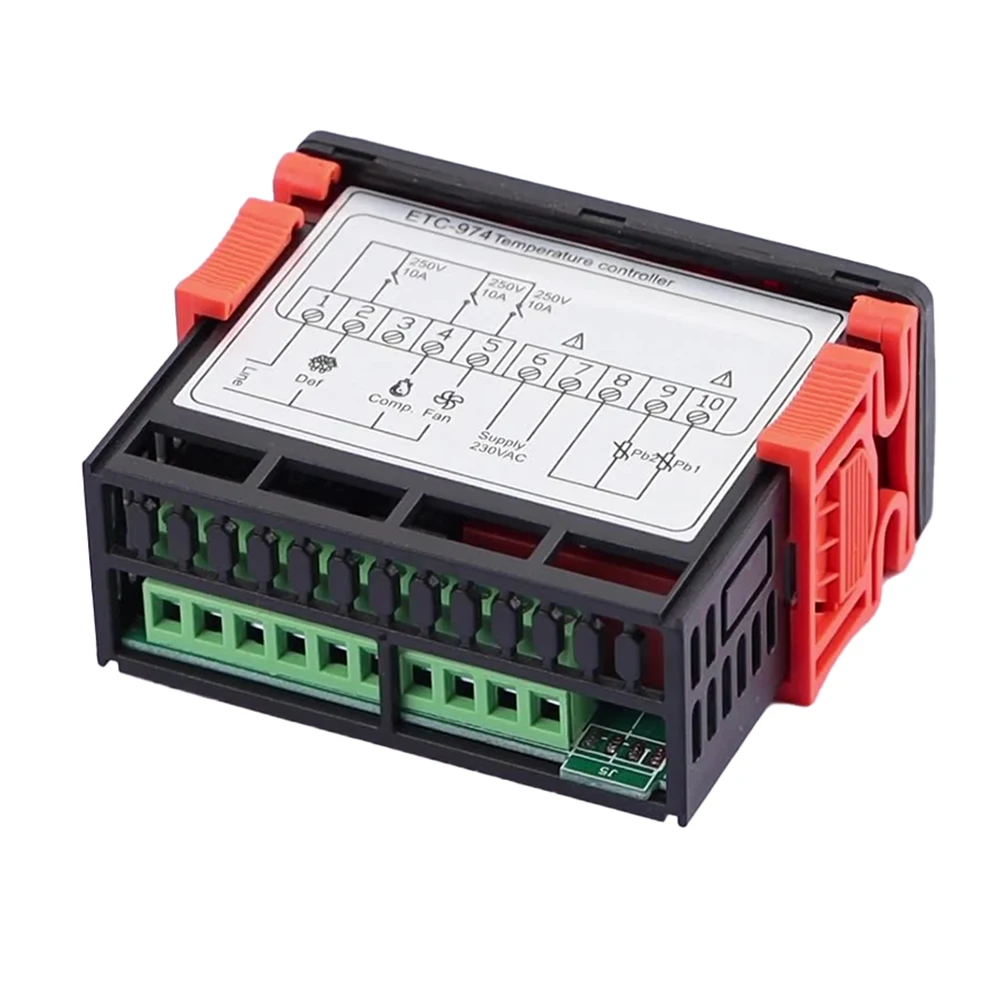 ETC-974 Digital Temp Controller for Refrigeration Applications Dual Sensor Accuracy Defrost Cycle Alarm Signal