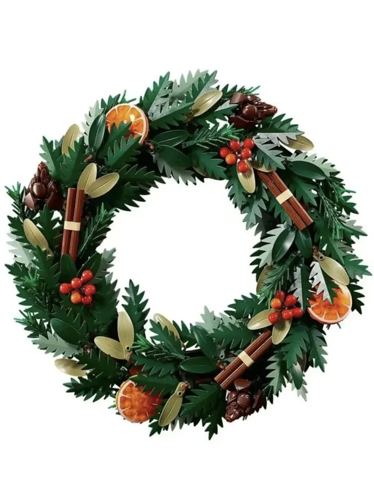 MOC Christma Gifts Creative ICONS Wreath Home Decor building Set Botanicals DIY Flower Blocks Bricks Toy for adults Kids