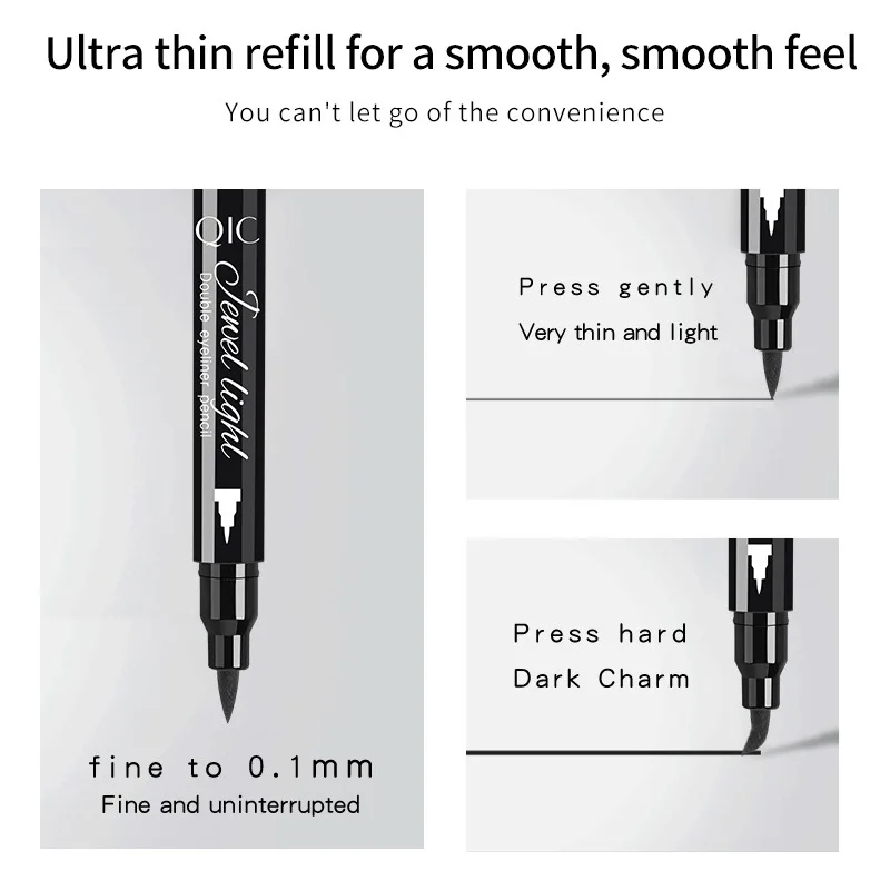 デュアルヘッドスタンプアイライナーペンクリエイティブパターンスタンプ & 精密チップ防水長期的な汚れ防止リキッドアイライナー 8 色