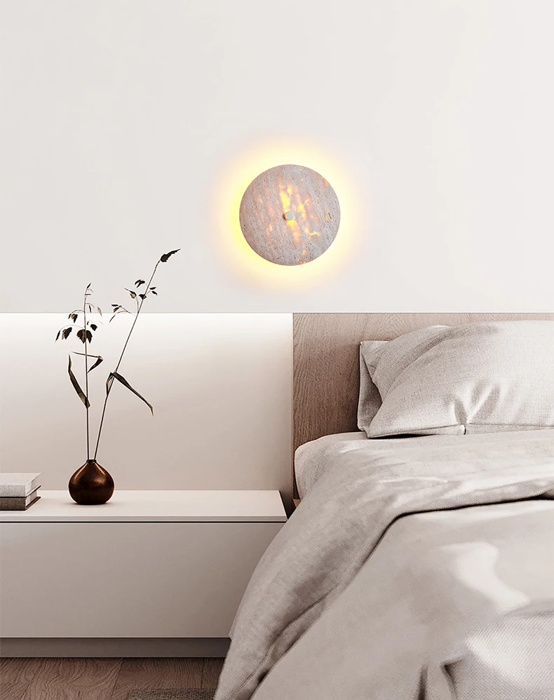 Art Round Natural Stone LED Wall Lamp