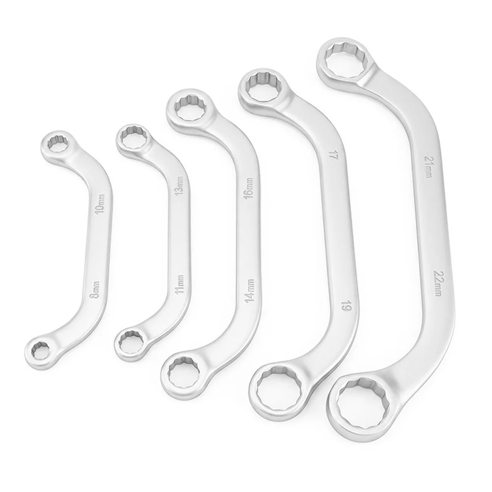 High Carbon Steel Rust Resistant Double Head C Type Wrench Set 8mm To 22mm Nickel Plated Twelve Point Grip For Bolt Nut Repair H