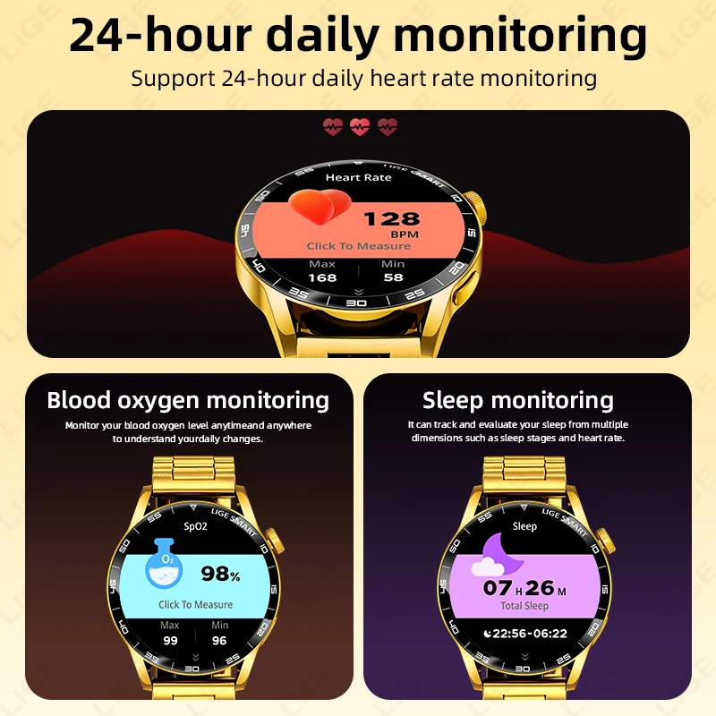 LIGE montre intelligente de luxe pour homme femmes BT appel montres pour hommes IP68 étanche sport Fitness moniteur de santé hommes Smartwatch femme