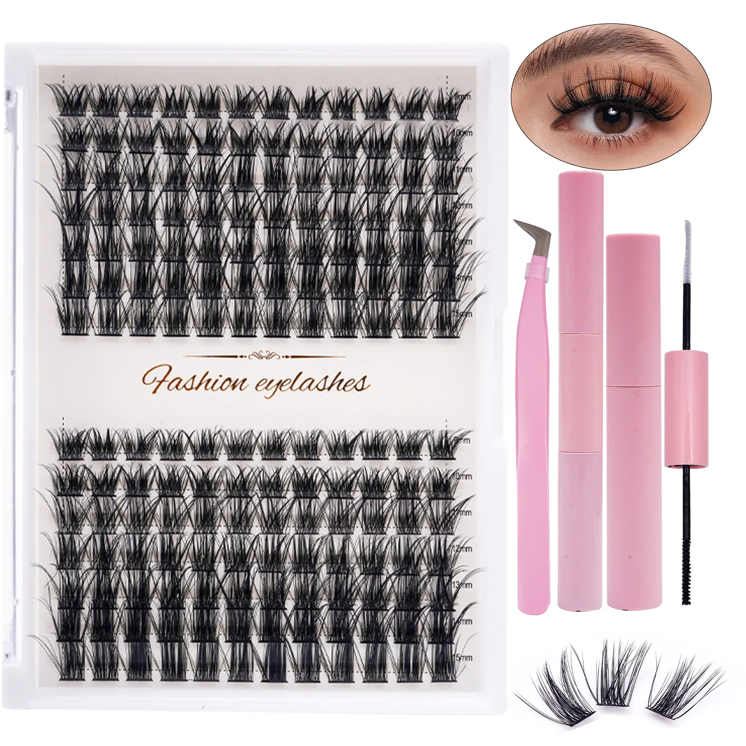 Kit d'Extension de Cils Individuels à Faire Soi-Même à la Maison, Liaison Naturelle et Grappes de Cils, fissuraminants, Py, avec Colle de Maquillage