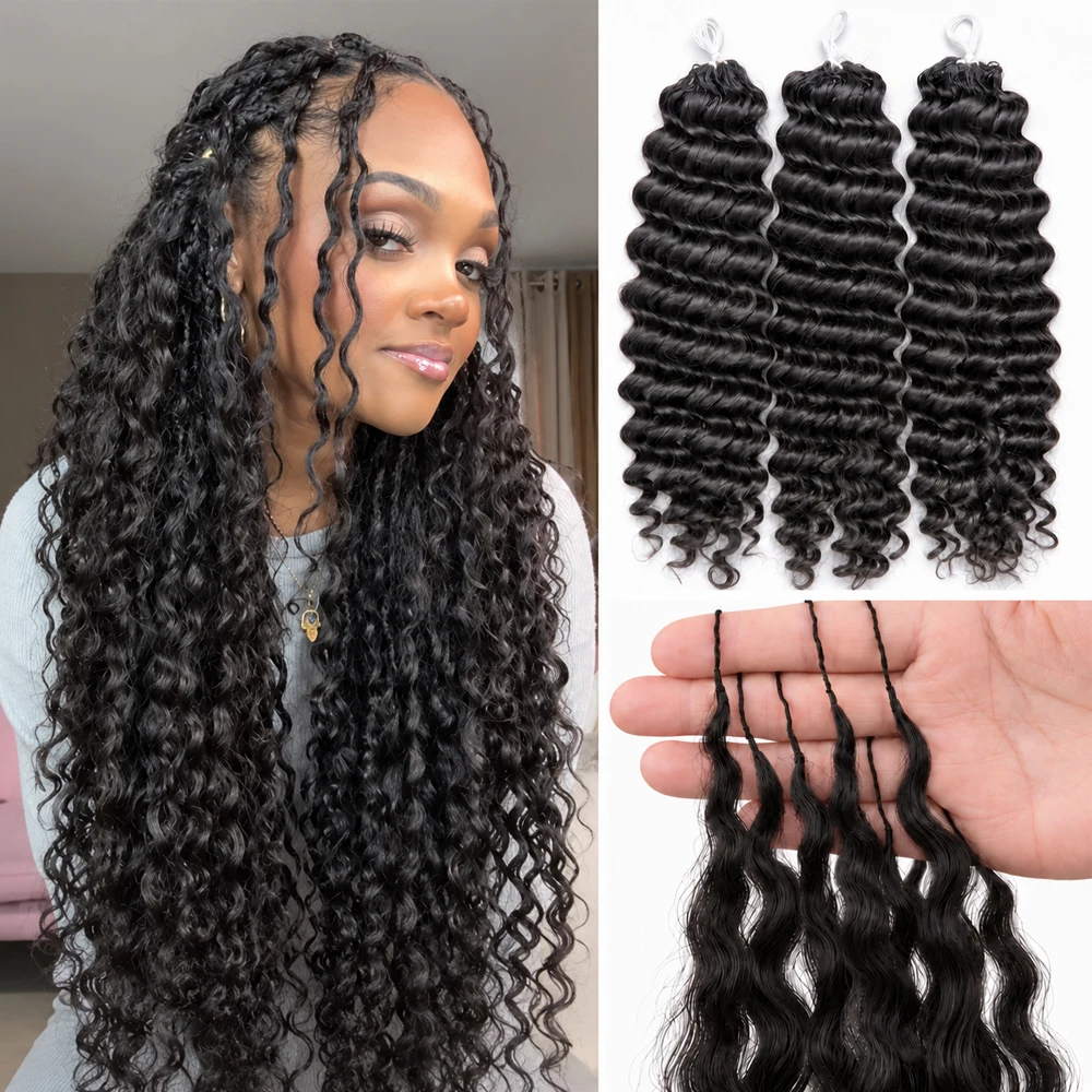 Human Hair Wigs - Natürliche schwarze Farbe, Wasserwellen-, Deep-Wave- und