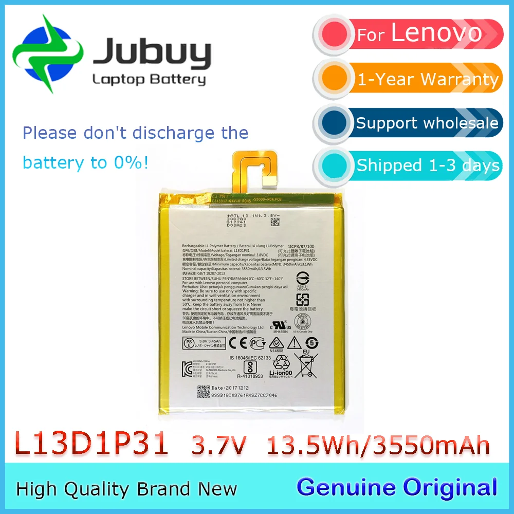 L13D1P31 3.7V 13.5Wh Original Laptop Battery for Lenovo IdeaPad A7-50 A3500 S5000 Tab3 7 Lte