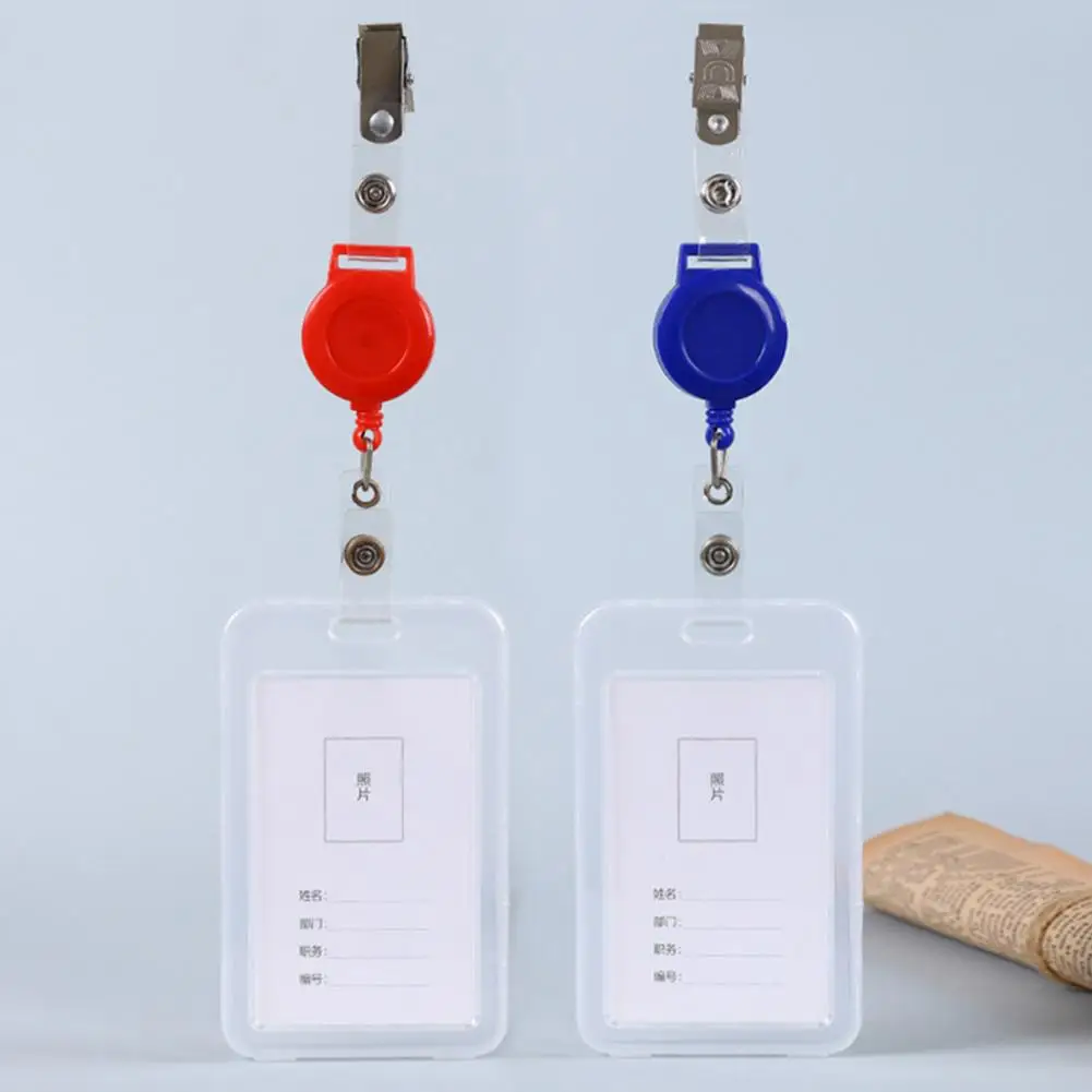 

Work Card Clip Retractable Design Smooth Surface Waterproof Integrated Work Card Holder Easy-to-pull Buckle School Supplies