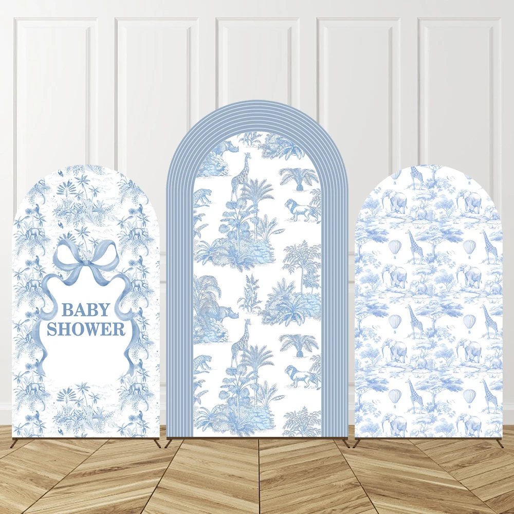 Blue Bows Floral Arch Backdrop Cover Girl's Birthday Decoration for Wedding Bridal Shower Party Decor Props Customizable