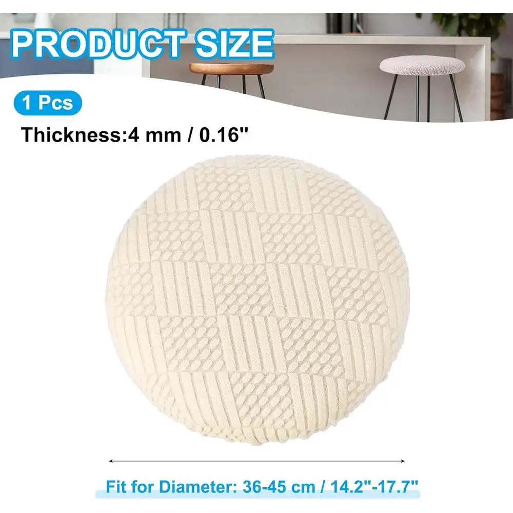 Round Elastic Washable Stool Cushion Covers, Stretchy Seat Slipcovers for 14-18 Inch Chairs, Beige