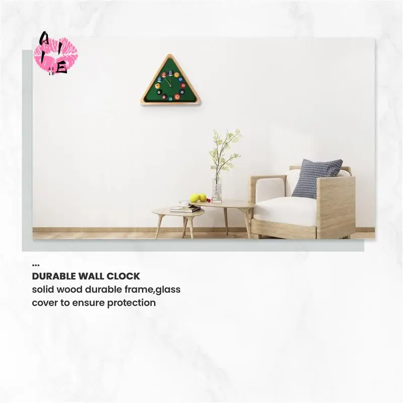 

A11E-13-дюймовые бильярдные кварцевые часы с каркасом из цельного дерева, креативные настенные часы для гостиной, спальни