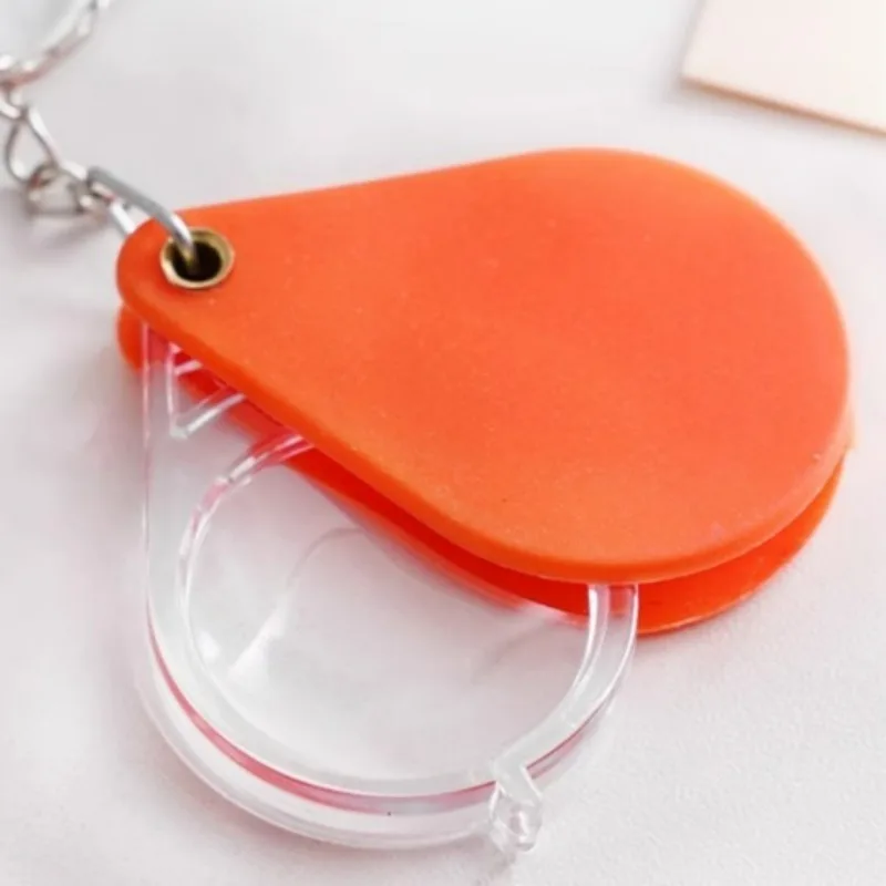 Light Folding Magnifier Key Chain Foldable Magnifying Glass Keychain Portable Plastic Alloy Key Pendant Observe Object Parts