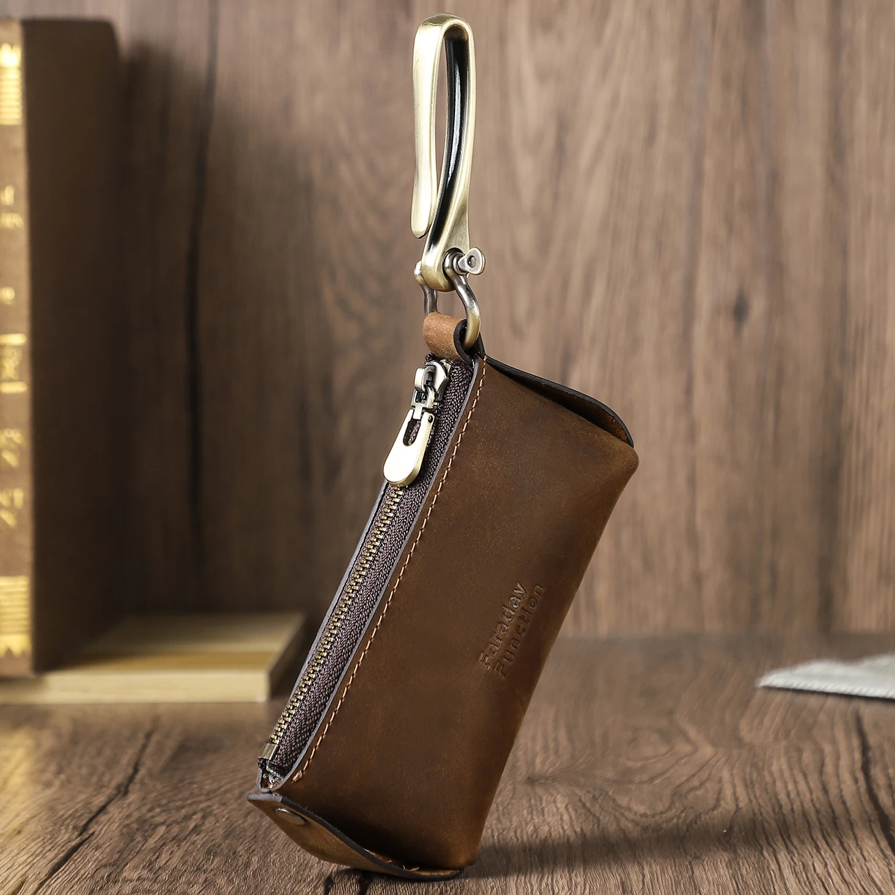

RFID Women & Men Housekeeper Card Key Holder Organizer Pouch Luxurious Genuine Leather Key Bag Coin Purse Zipper Clutch Wallets