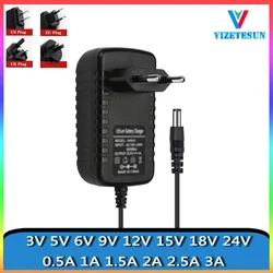 DC 5521 Plug Power Adapter, 3V, 5V, 6V, 9V, 12V, 15V, 18V, 24V, 1A, 1.5A, 2A, US, EU, AU, UK Standard