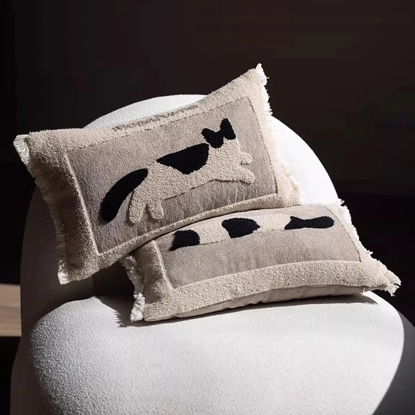 Colorful Dopamine Cartoon Embroidery Throw Pillow for Living Room Sofa Light Luxury Cushion with Removable Cover