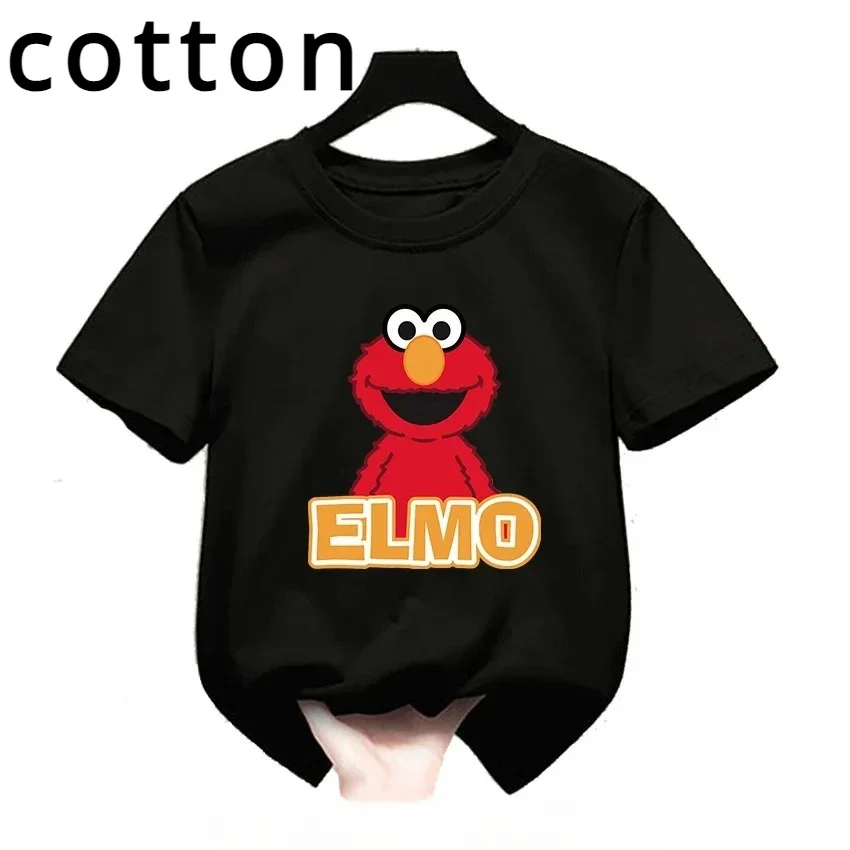 Summer Tops Cotton Cute Cartoon Kids T-Shirts Short Sleeve Tops Sesame Street Design Print Boys Girls Funny Children Tshirt