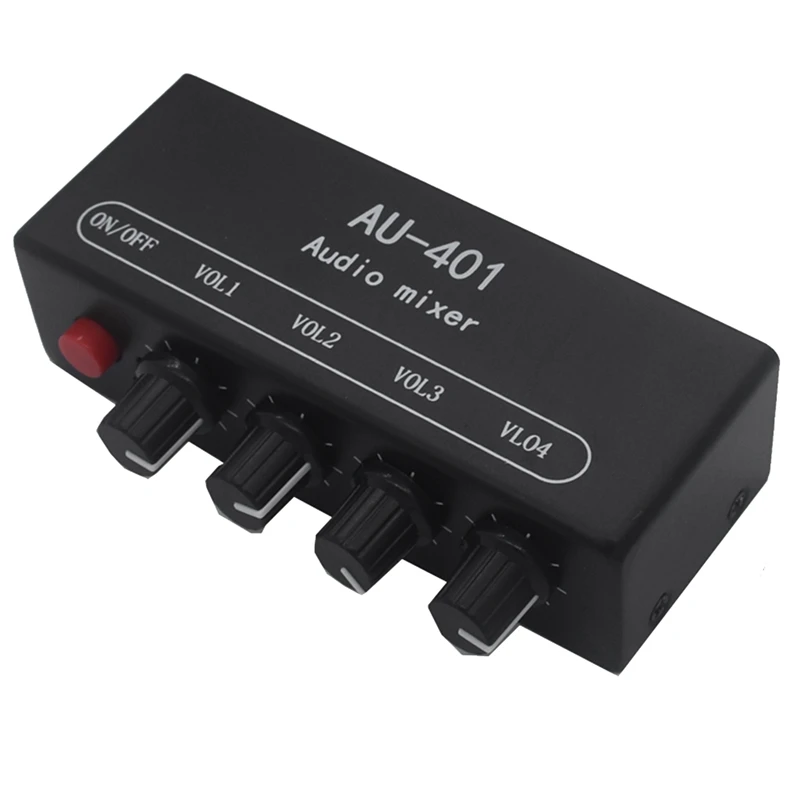 Multi-Source AU-401 DC 5V-12V Stereo Audio Mixer 4 Input 1 Output Individually Controls Board Sound