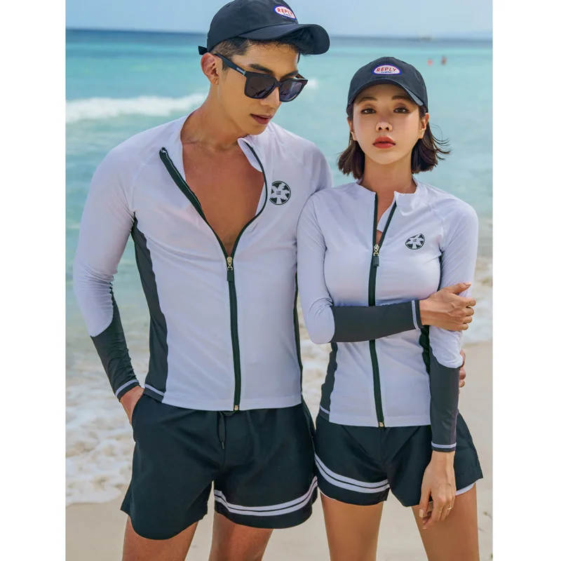 Womens Men Long Sleeve Rash Guard Swimsuit Sun Protection Sport Wetsuit 2-3 Pieces Swimsuit Set Water Sports Beachwear Tracksuit