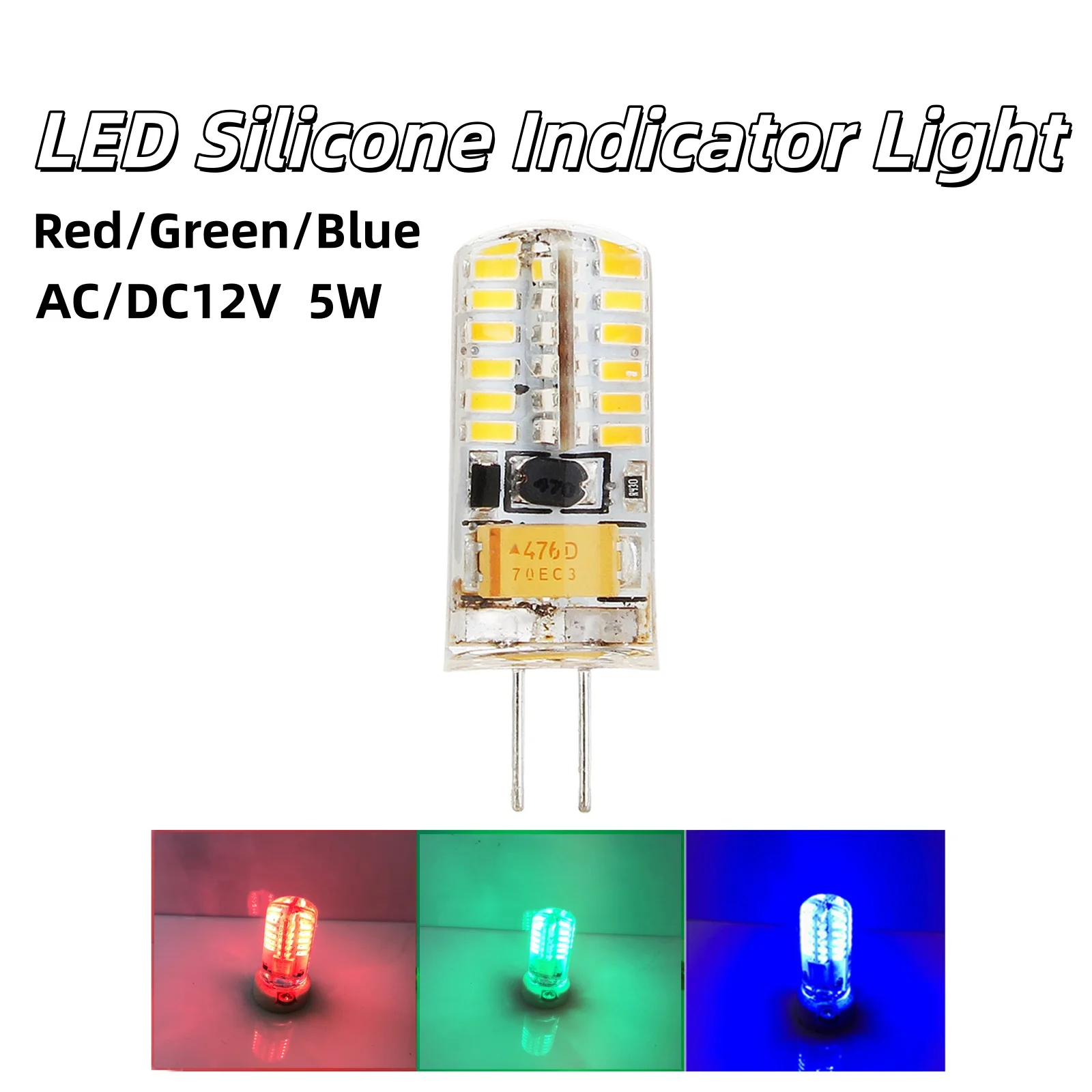 G4 LED Corn Bulb AC/DC12V 5W 48LEDs LED Silicone Lamp Blue/Green/Red 3014SMD Mini LED Silicone Indicator Light Bulb