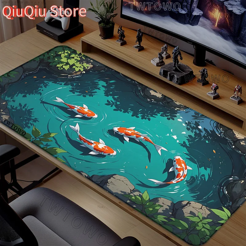 

Коврик для мыши Koi в китайском стиле Gaming XL HD Home Custom Коврик для мыши XXL Механический коврик для клавиатуры Офисный нескользящий ПК из натурального каучука