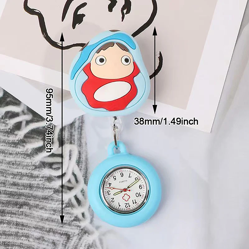 Cute Cartoon Stretchable Silicone Pocket Watch, Retrátil Pull Buckle, Enfermeira Assista, Doutor Peito, Estudante Pendurado