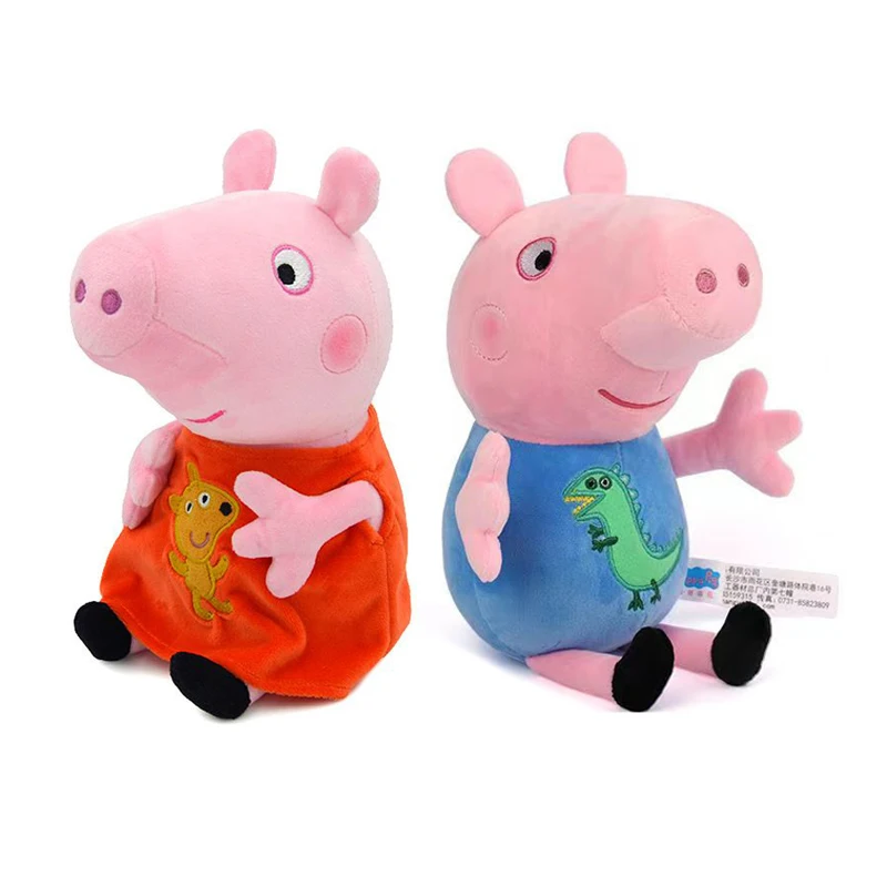 Genuine Peppa Pig Plush Pig Kids Toys 19CM Pet Dinosaur Teddy Bear Soft Stuffed Anime Figure Doll Children's Birthday Gifts