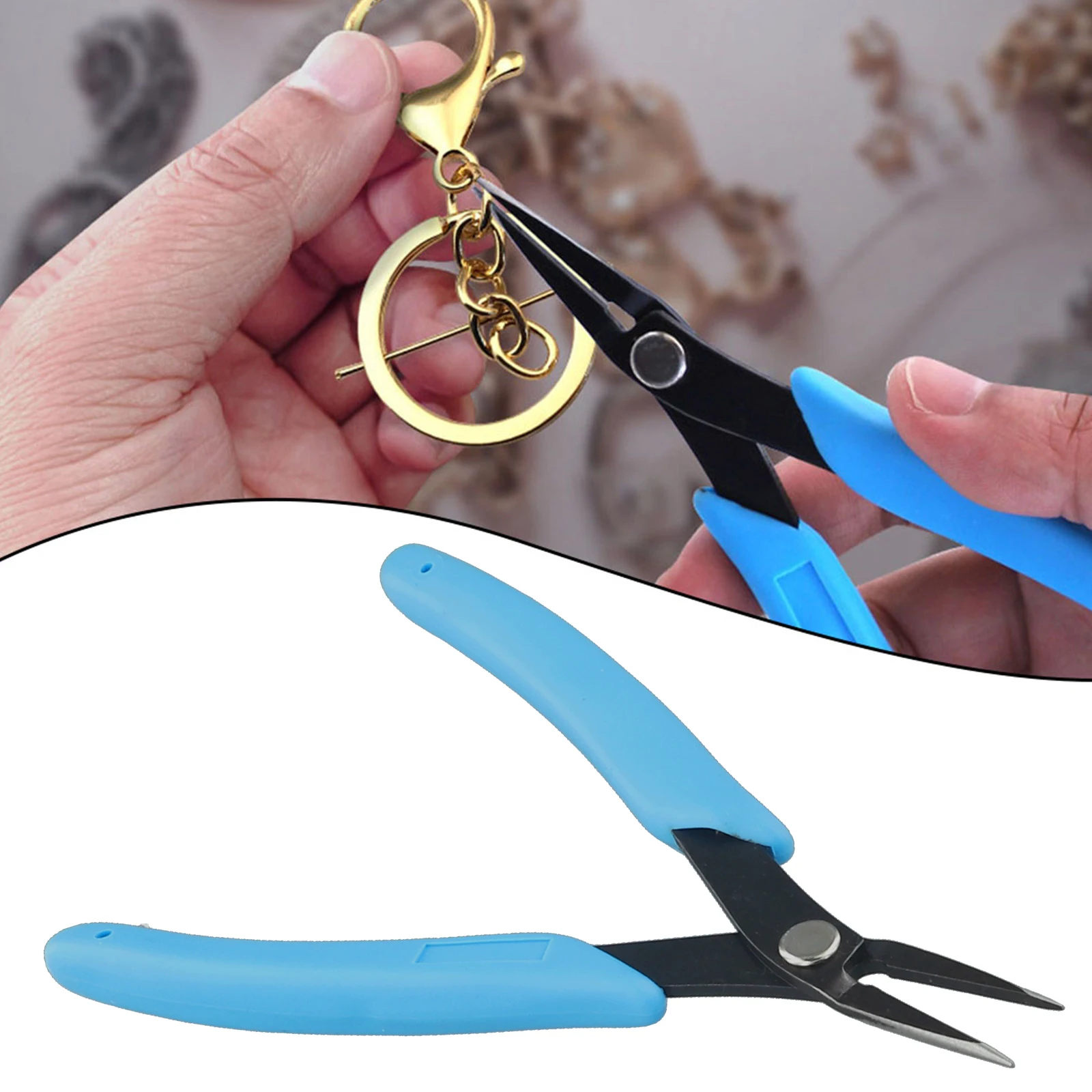 1pc Chain Tweezer Nose Plier 145mm Finer Tip Needle Nose Plier Metal Plier Wi/ Smooth Jaws Comfort Grip Handle For Beads Jewelry