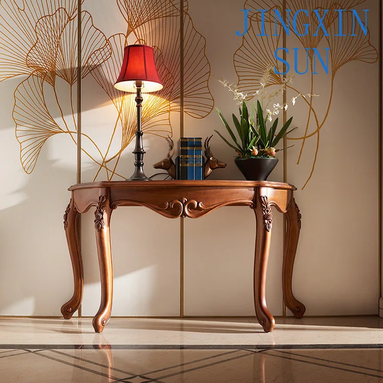 American entrance table black walnut all solid wood semi-round table against the wall foyer retro entrance