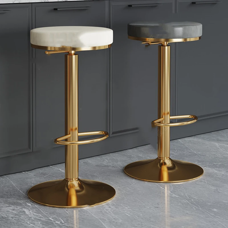 

Reception High Bar Stools Counter Luxury Gold Modern Stools Bar Accessories Swivel Taburetes Altos Cocina Designer Furniture