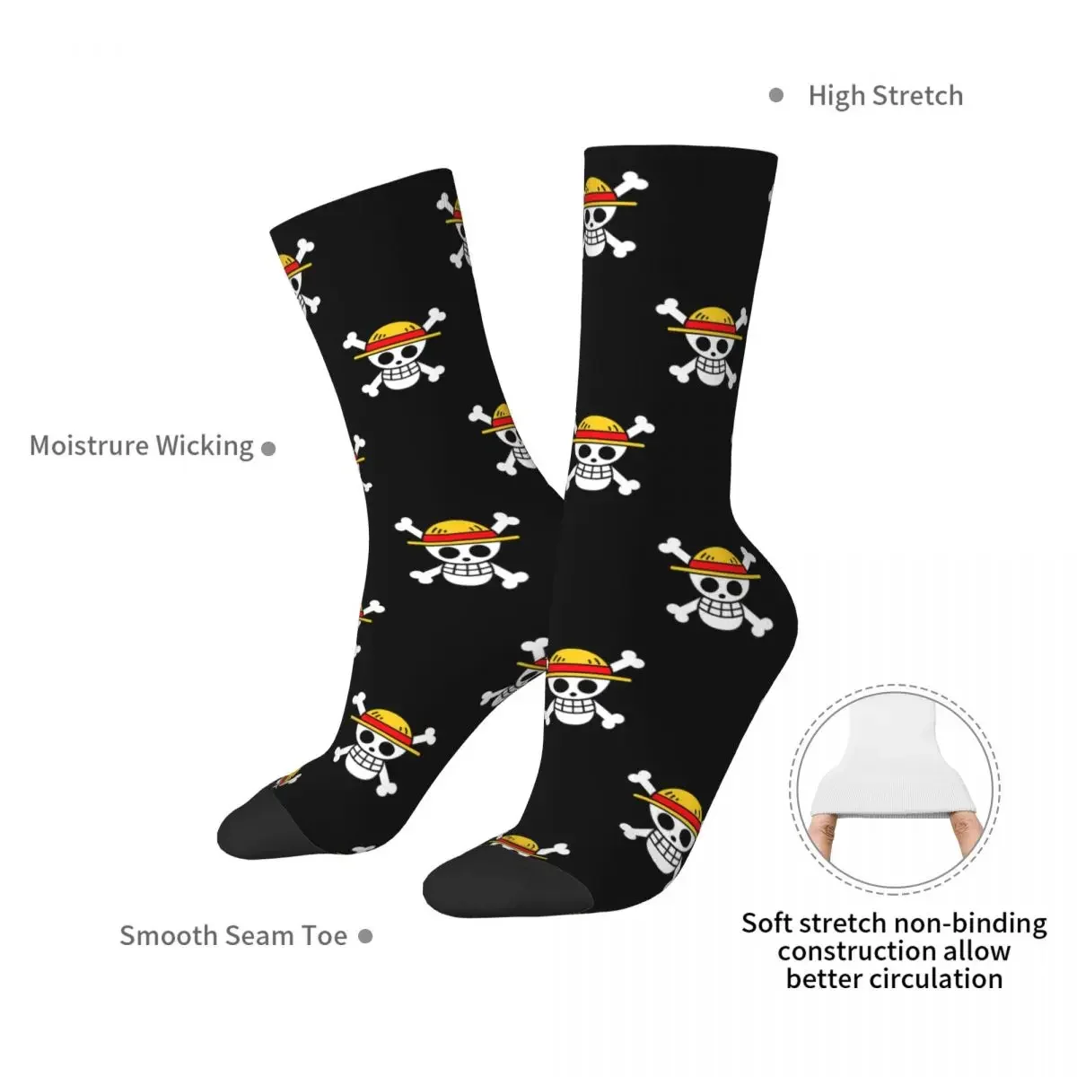 One Piece Sign Socks Harajuku High Quality Stockings All Season Long Socks Accessories for Man's Woman's Birthday Present