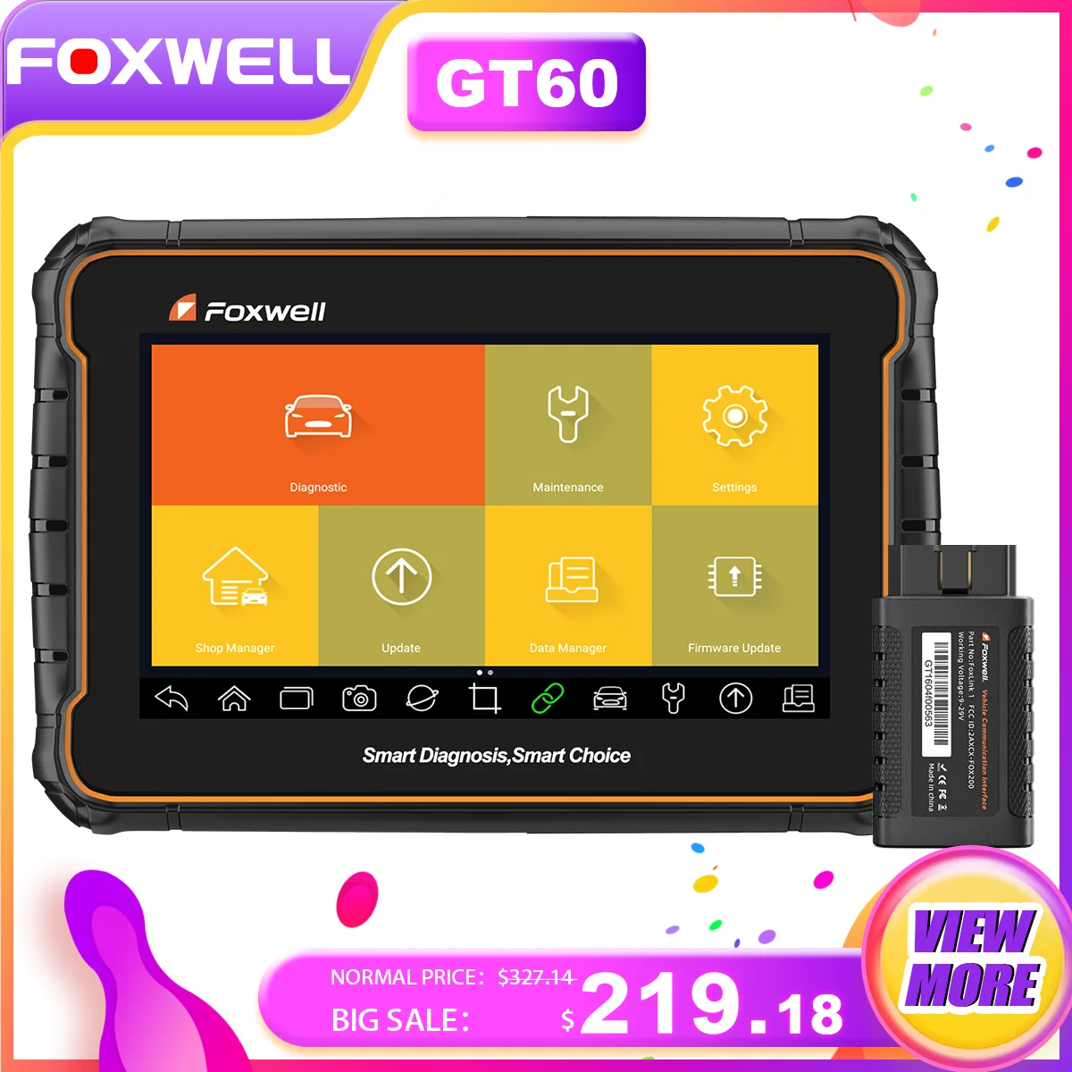 Foxwell GT60 Professional OBD2 Automotivo Scanner 24+ Reset ABS SAS TPMS Reset ODB 2 OBD2 Scanner All System Diagnostic Tool