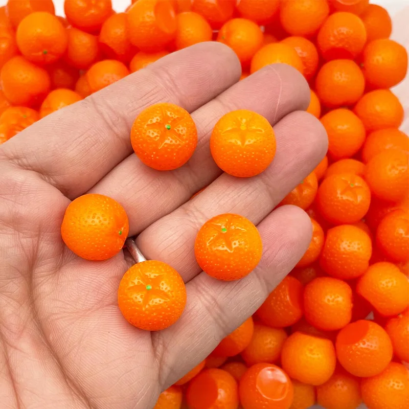 5/10 Pcs Mini Resin Orange Flat Bottomed Miniatures, Fake Fruits Figurines for Micro Landscape DIY Craft Project Ornament