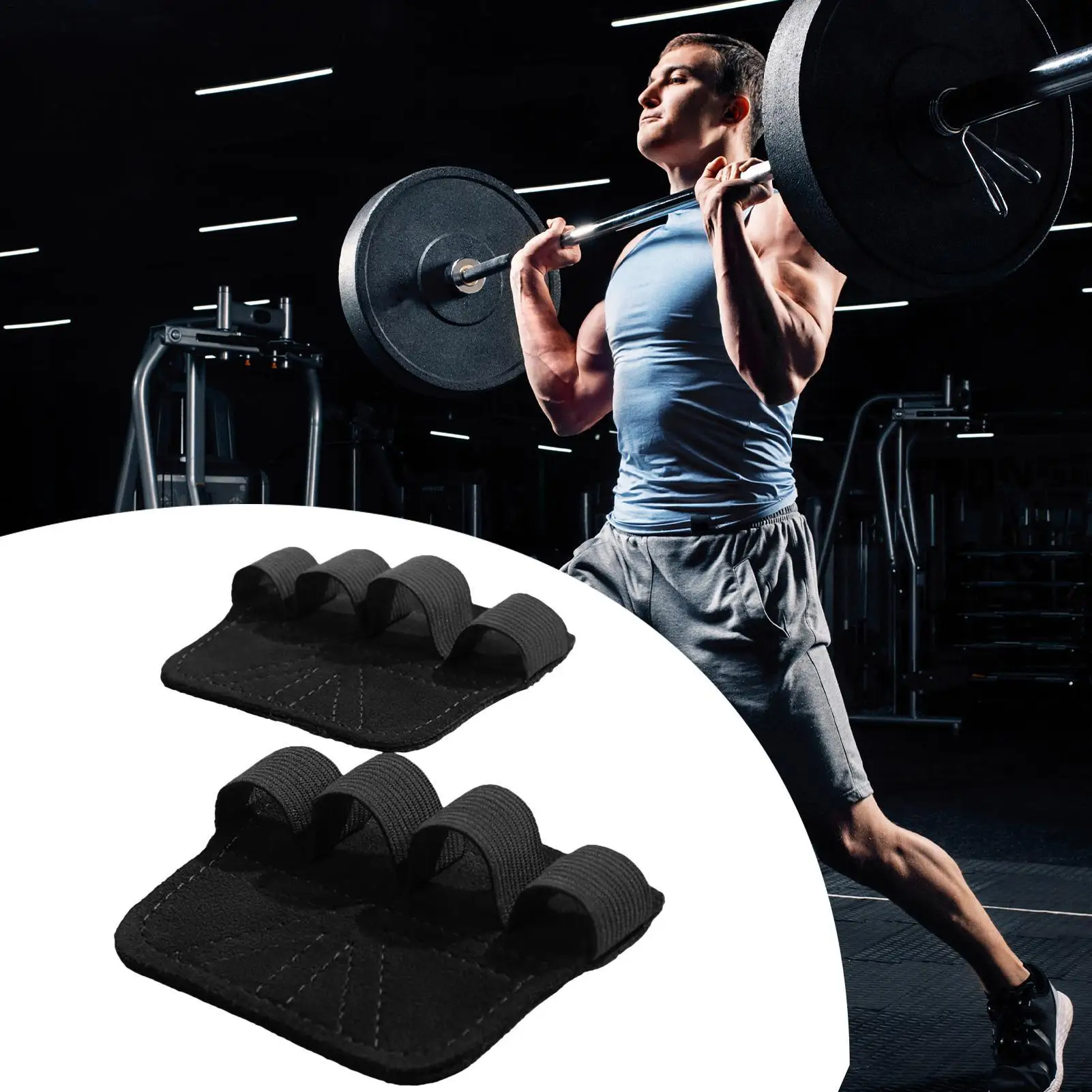 

Weight Lifting Gloves Protective Workout Gloves Anti-Slip Four-Finger Pull Up Mitts Hand Protective Gear for Kettlebell Gym