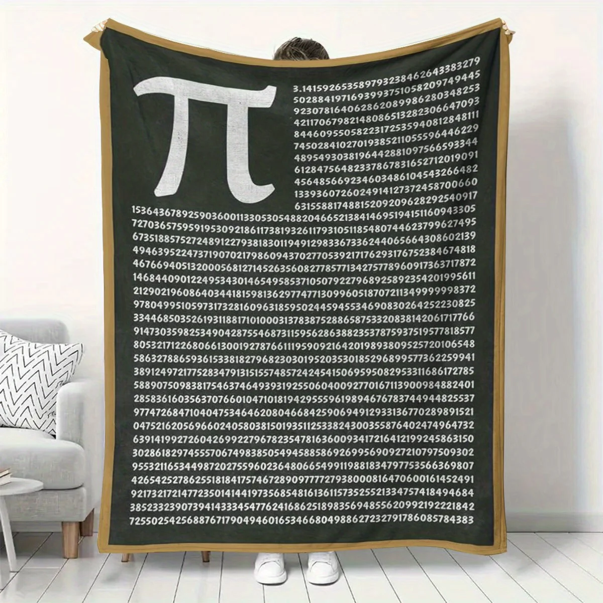 Pi Number Math-Themed Flannel Blanket - Cozy Pi Day Gift for Students Teachers Mathematicians