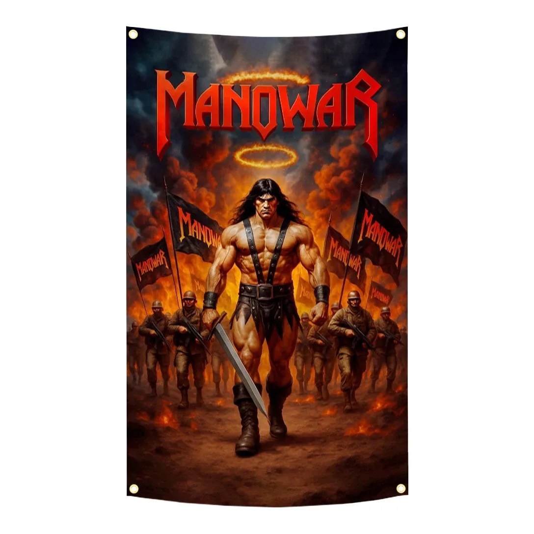 M-Manowars Band Konzertflagge Polyester Bedruckte Flaggen Banner Wandbehang für Raum- und Garagendekoration Konzertflaggen