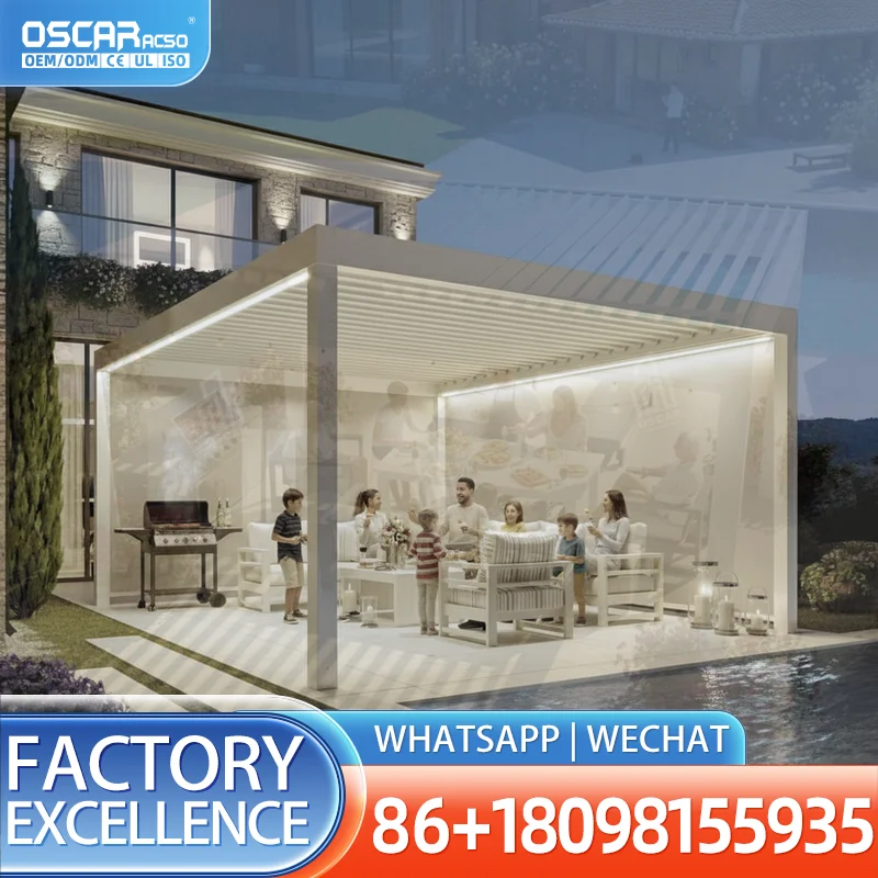 Motorized Operation Customized Size 4*6 Square White Aluminum Alloy Pergola for Garden Patio Backyard Outdoor Price pergola