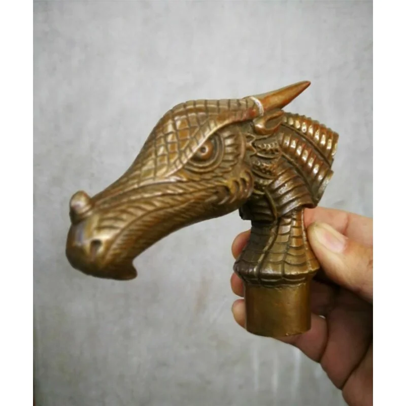 

Old Bronze Hand Carved Birds Dragon Statue Cane Walking Sti Head