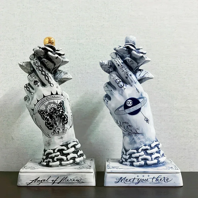 Ceramic Table Figurines Rose in Hand Miniature Statuette Aesthetic Censer Figurines Room Decoration Accessories Ornaments Gift