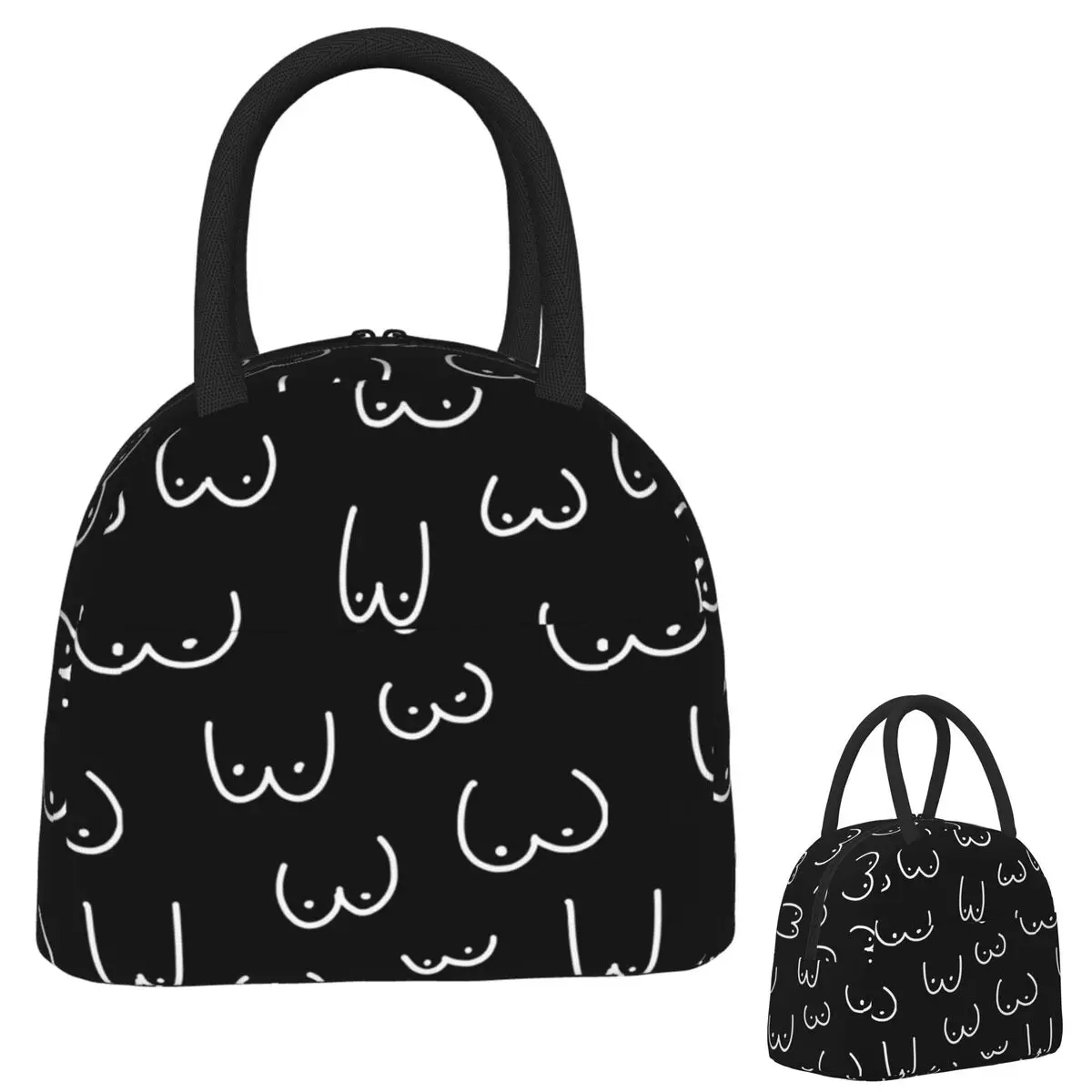 

Black And White Drawing Of Boobs Insulated Lunch Bag for Women Children Portable Food Boxes Thermal Lunch Box Tote