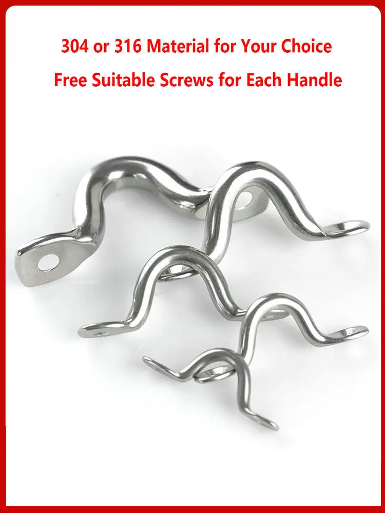 10PCS 4/5/6/8/10MM Stainless Steel 304/316 U-Shaped Saddle Handle with Screws for Wire Eye Straps Boat Yacht Parts