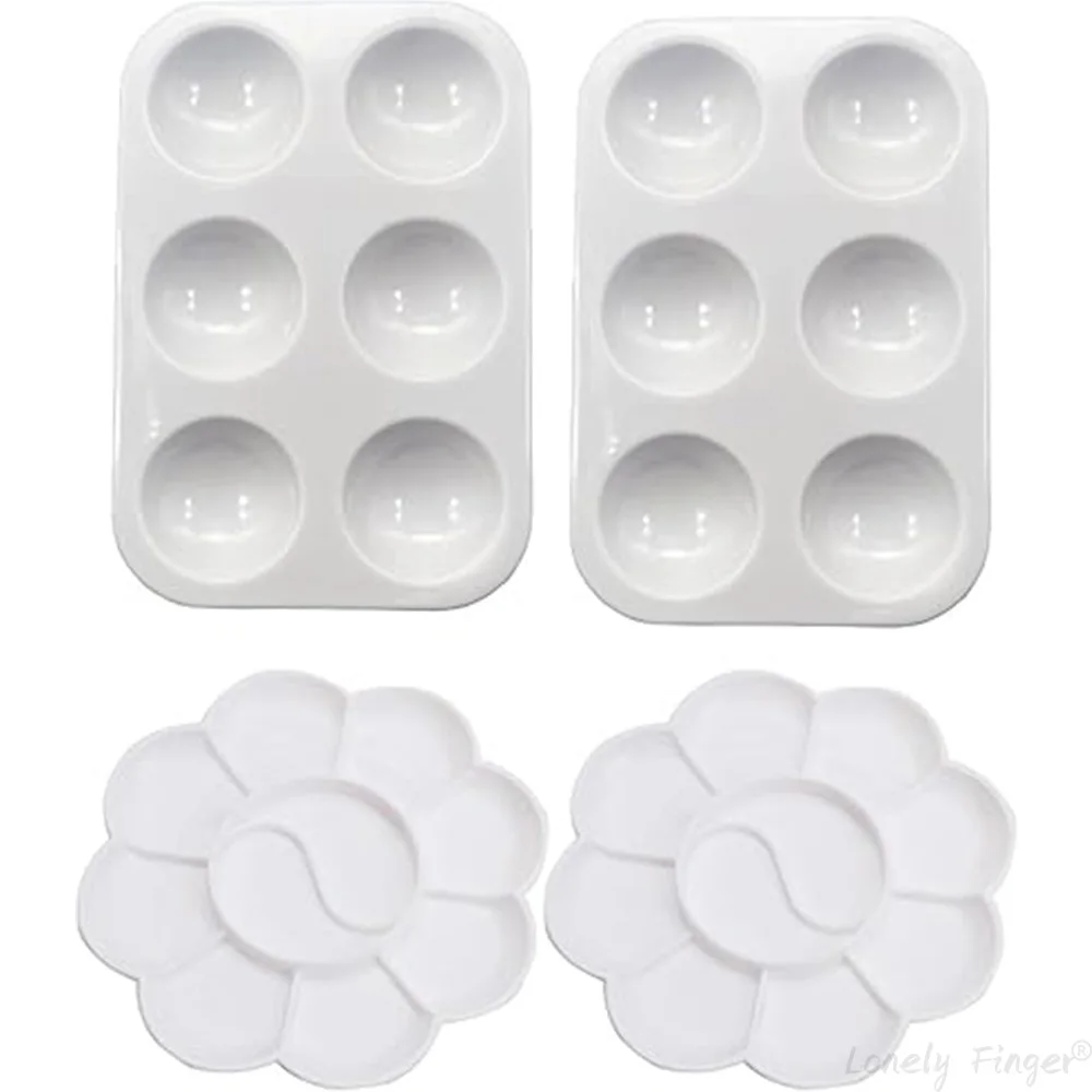 4 Pieces Paint Tray, Mini Watercolor Mixing Plastic Palette for Painting and Crafts for Watercolor Oil Painting, Acrylic Paint