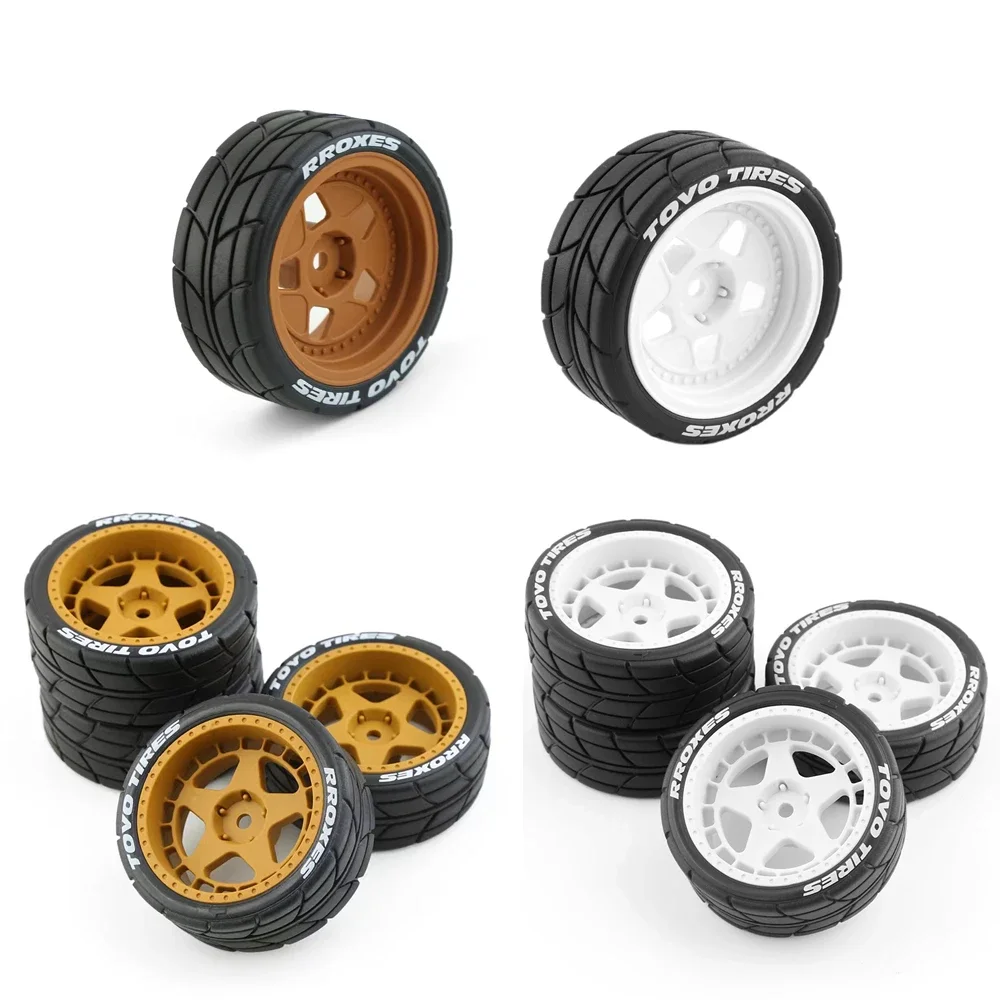 

PigRC 4pcs 65mm Plastic Wheel Rim Rubber Tire For 1/10 RC Rally Racing TAMIYA TT02 XV01 HSP HPI KYOSHO WLtoys