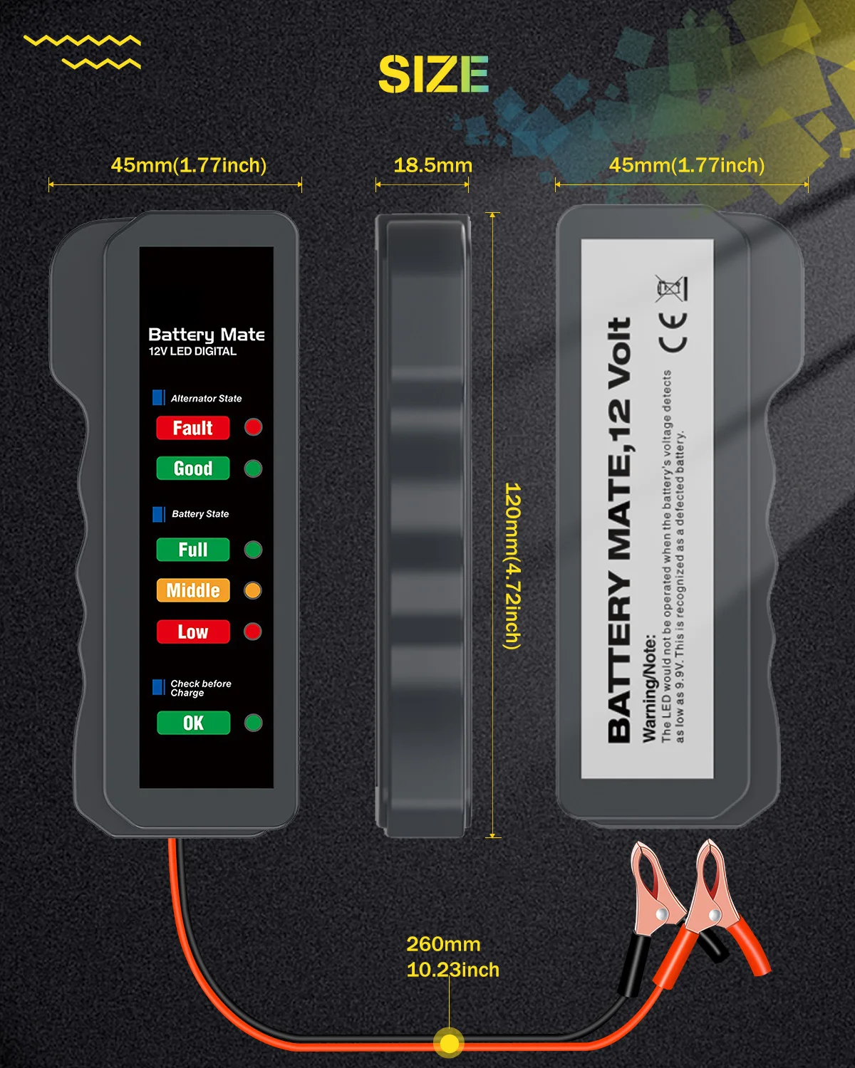 6-digit LED Display Car Battery Tester Testing Tool Charger Analyzer 12V Voltage Battery Detector Scanner Diagnostic Tool