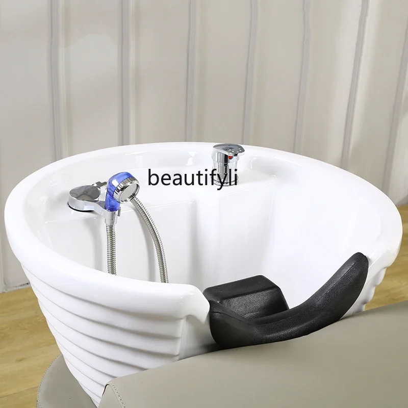 Half Bedroom Shampoo Chair Hair Salon Simple Fashion Salon Dedicated Flushing Bed Ceramic Basin with Energy Saving Water Heater