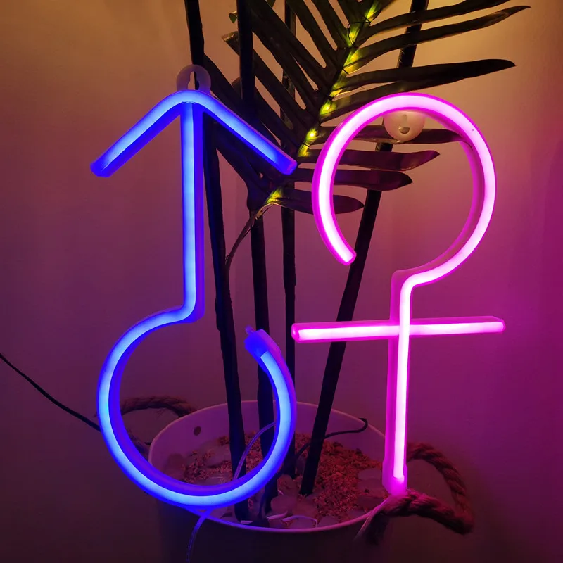 New Girl Boy Logo Neon Sign Light Creative LED Modeling Lamp Decor Room Bathroom Door for Holiday Store Background Wall