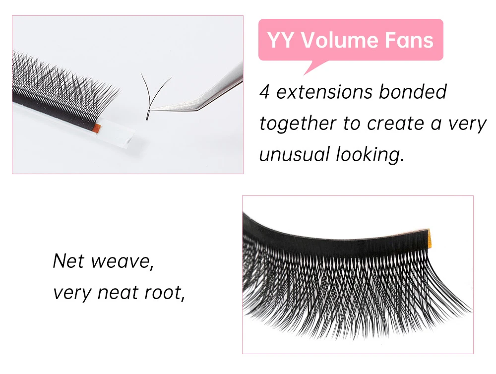 Yelix YY-Shape L-Curl Geflochtene Wimpernverlängerungen Y-Typ Fächer-Trays Salonbedarf und Großhandelsbestellungen Weiche Doppelspitzen – Detail 5