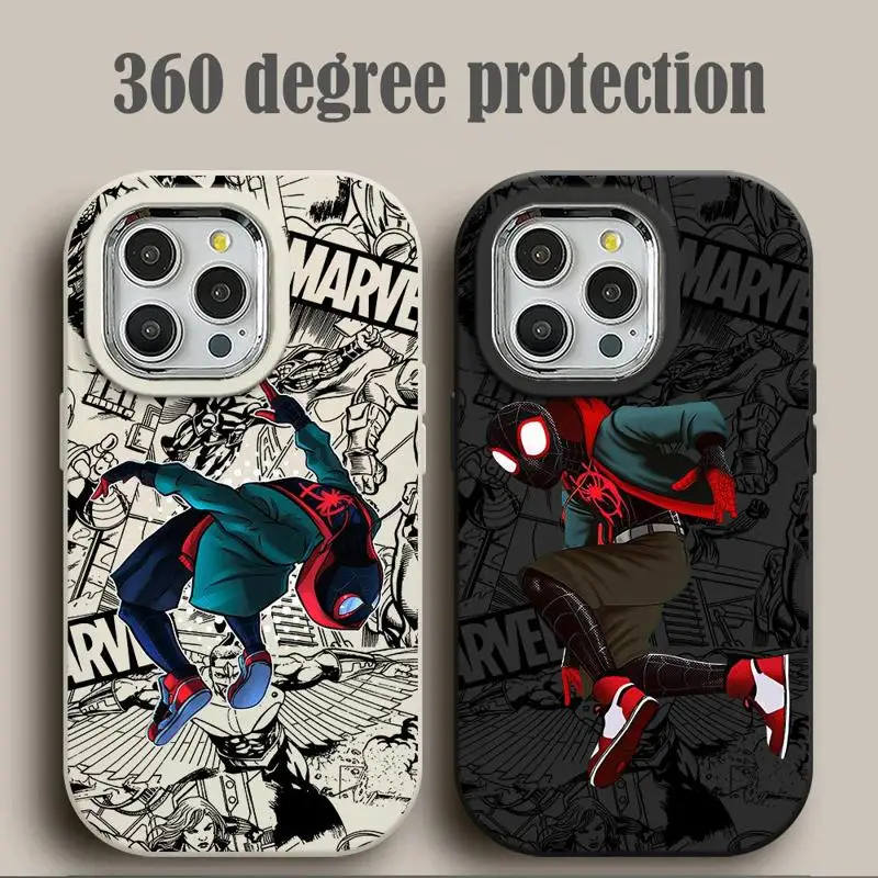 Marvel Spider Man Phone Case for iPhone 15ProMax 14 Pro 12Pro 12 11 13 Pro 14 15Plus Silicone Soft Cover